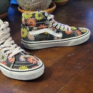 Vans High Top Sneakers, Womens Sz 6 Multicolor Floral, Streetwear, Soft Goth